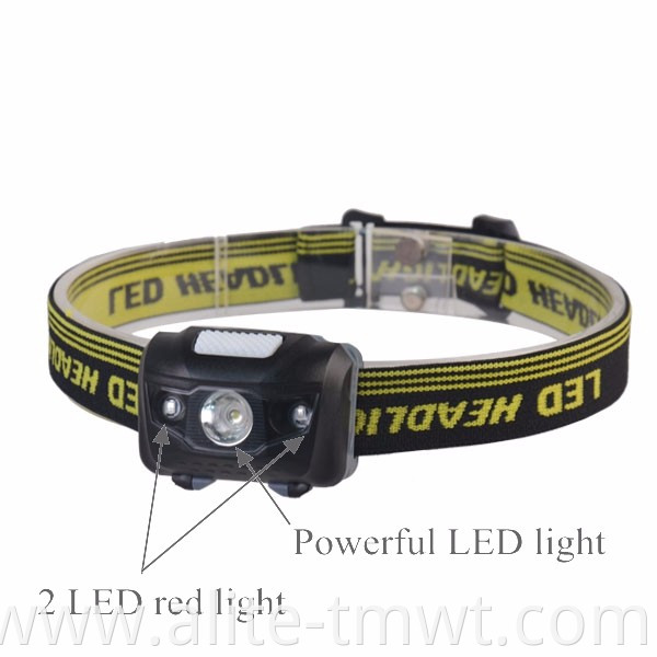 3W Headlamp Red Flashing Light 1 + 2 LED Plastic Head Lamp for Helmet